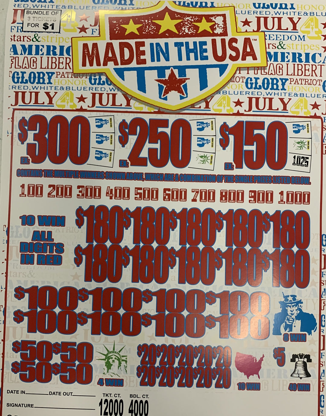 Made in the USA JAR TICKET GAME
